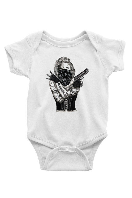 Marilyn Monroe Baskılı Beyaz Unisex Bebek Body - Zıbın