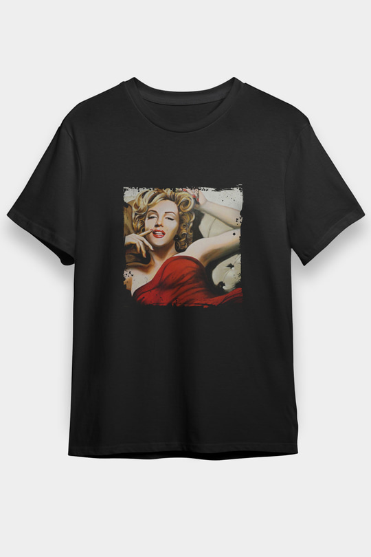 Marilyn Monroe Baskılı Unisex Siyah Tişört