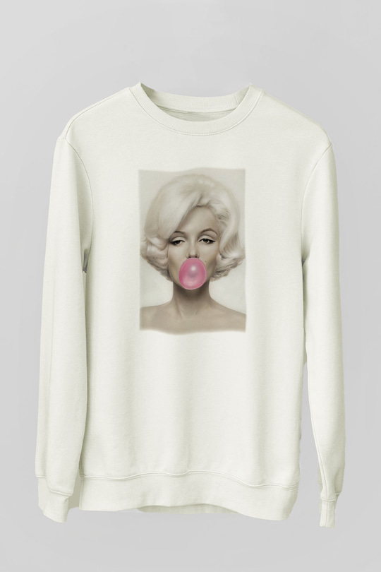 Marilyn Monroe Beyaz Unisex Sweatshirt