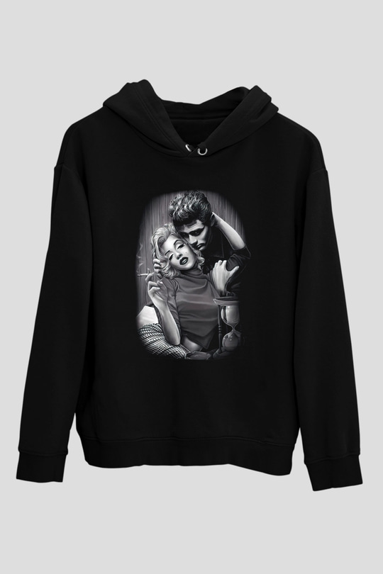 Marilyn Monroe Siyah Unisex Kapüşonlu Sweatshirt