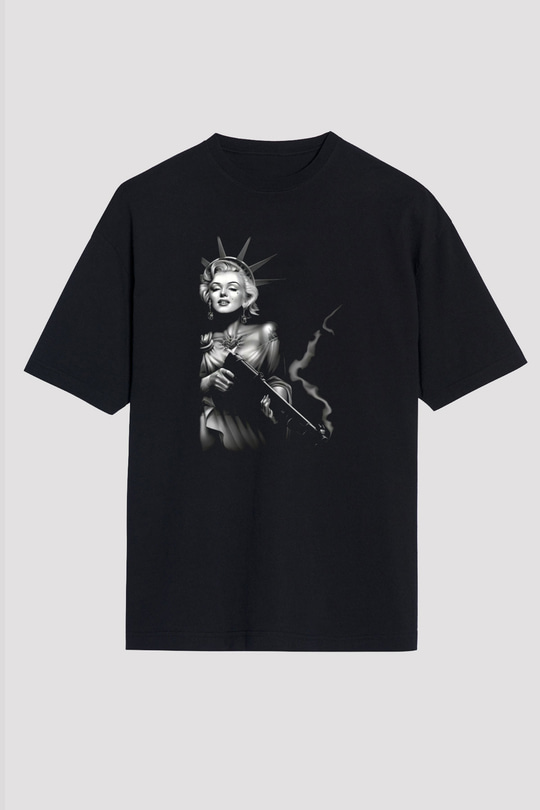 Marilyn Monroe Siyah Unisex Oversize Tişört T-Shirt
