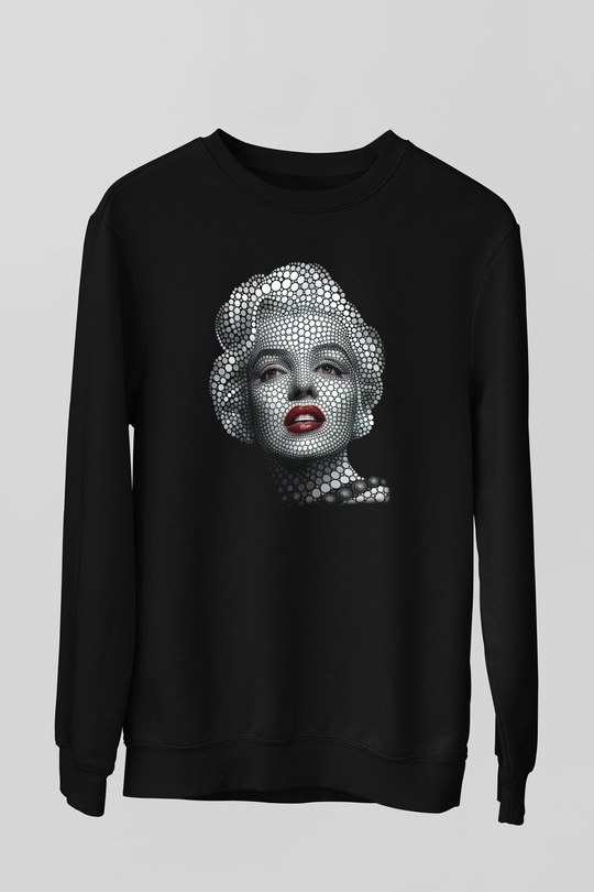 Marilyn Monroe Siyah Unisex Sweatshirt