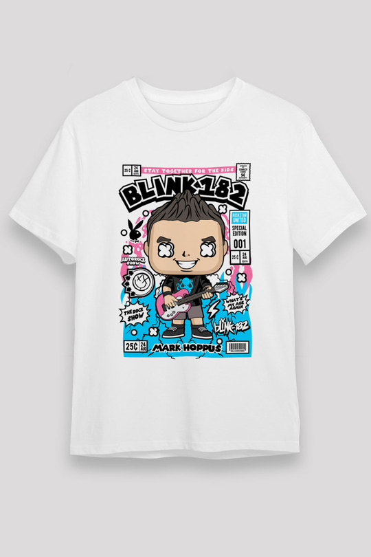 Mark Hoppus Blink 182 Baskılı Unisex Beyaz Tişört