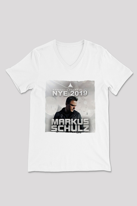 Markus Schulz Beyaz Unisex V Yaka Tişört