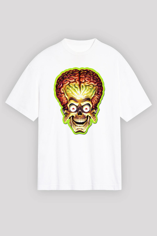 Mars Attacks Beyaz Unisex Oversize Tişört
