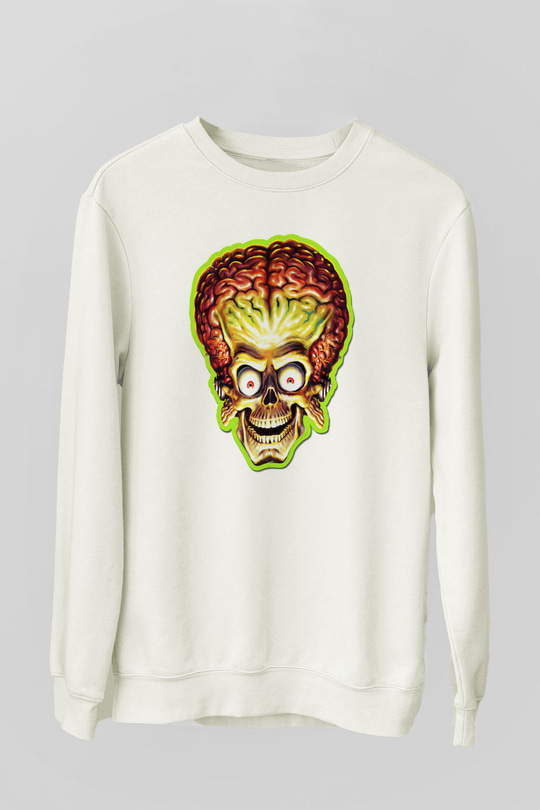 Mars Attacks Beyaz Unisex Sweatshirt
