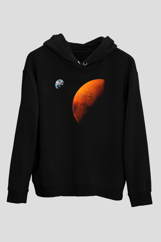 Mars Siyah Unisex Hoodie