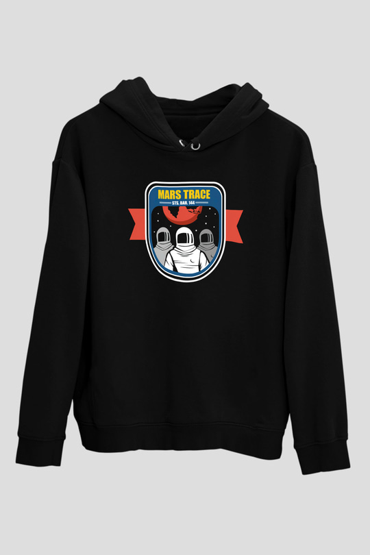 Mars Siyah Unisex Hoodie