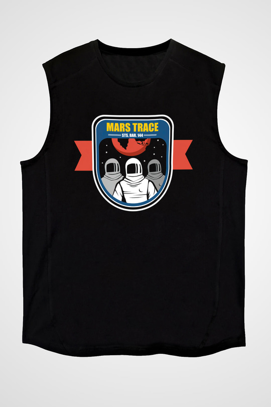 Mars Siyah Unisex Kolsuz Tişört