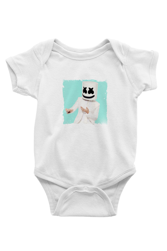 Marshmello Baskılı Beyaz Bebek Body - Zıbın