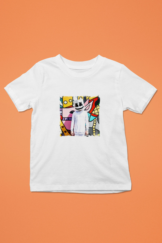 Marshmello Baskılı Beyaz Çocuk Tişört