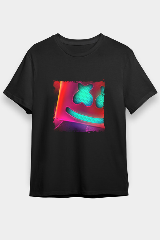 Marshmello Baskılı Unisex Siyah Tişört