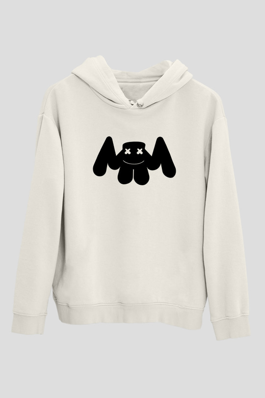 Marshmello Beyaz Unisex Kapşonlu Sweatshirt