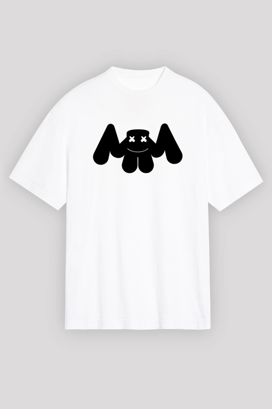 Marshmello Beyaz Unisex Oversize Tişört T-Shirt
