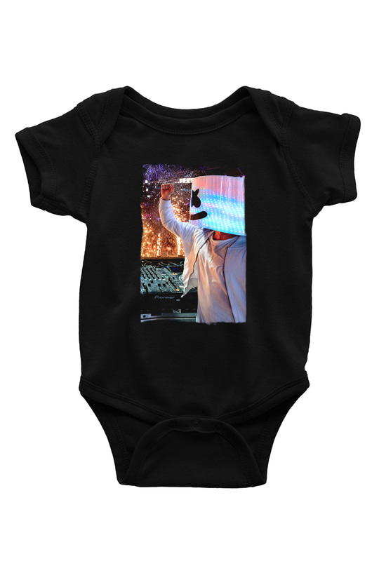 Marshmello Siyah Bebek Body - Zıbın