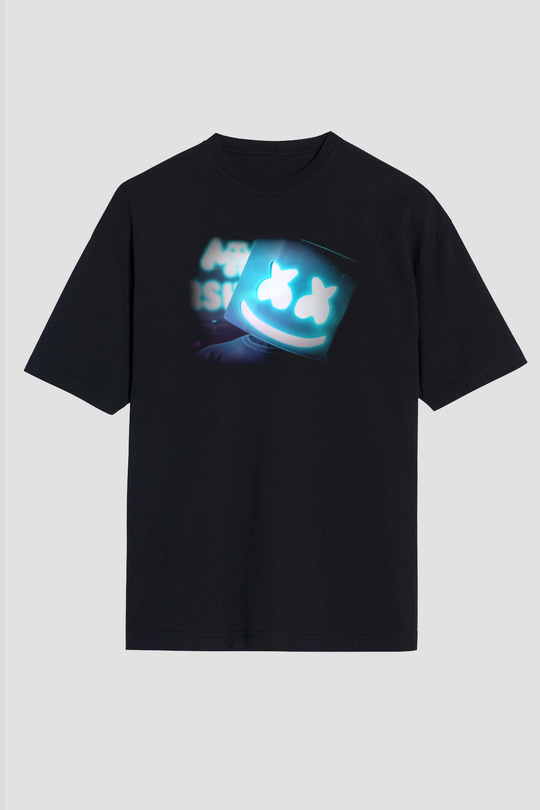 Marshmello Siyah Unisex Oversize Tişört T-Shirt