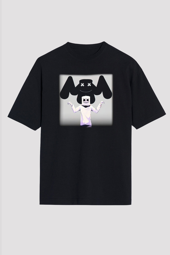 Marshmello Siyah Unisex Oversize Tişört T-Shirt