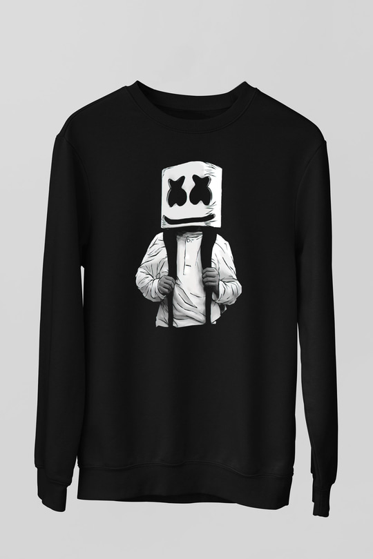 Marshmello Siyah Unisex Sweatshirt