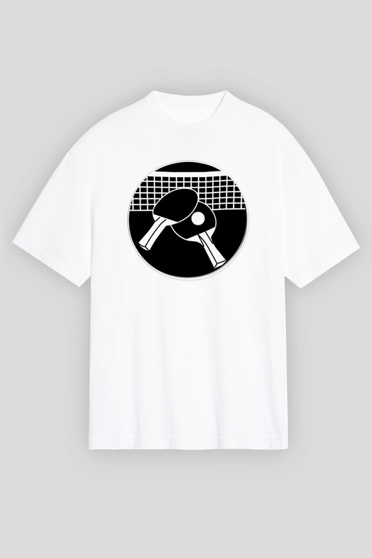 Masa tenisi Beyaz Unisex Oversize Tişört T-Shirt