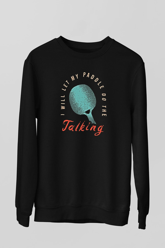 Masa Tenisi - Ping Pong Baskılı Unisex Siyah Sweatshirt