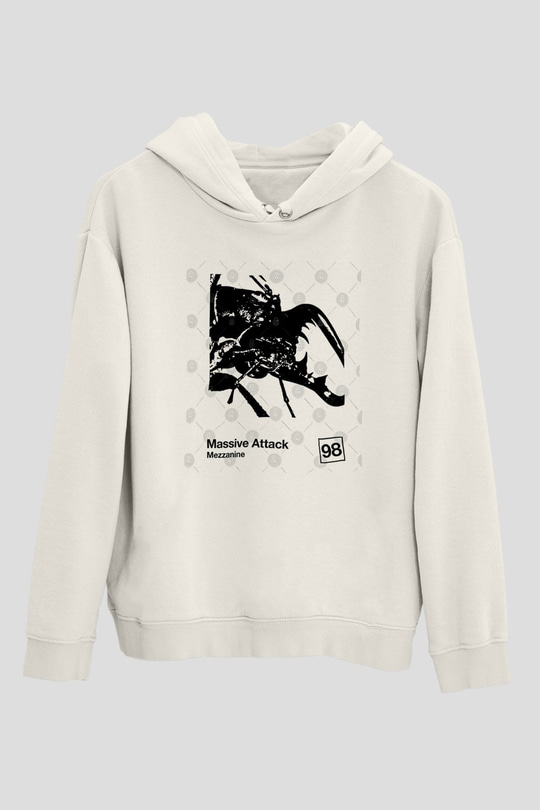 Massive Attack Baskılı Beyaz Unisex Kapüşonlu Sweatshirt