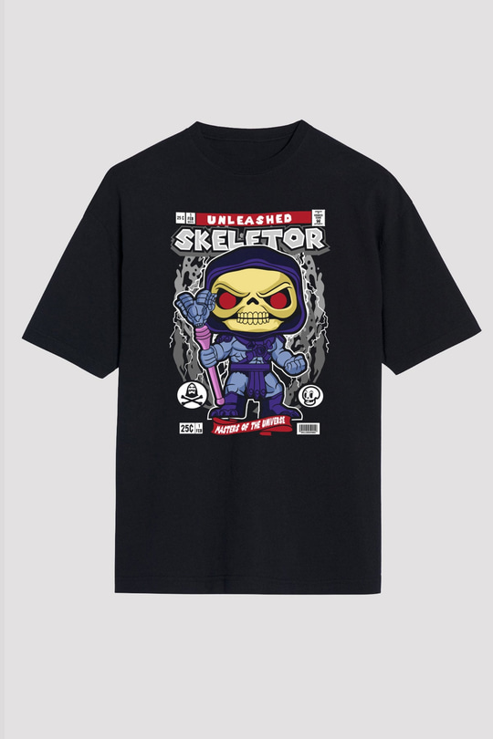 Master Of Universe Baskılı Unisex Siyah Oversize Tişört
