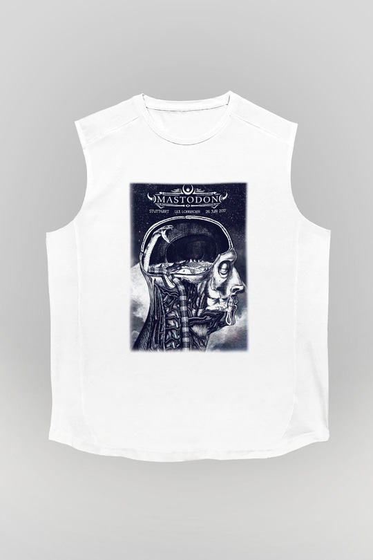 Mastodon Beyaz Unisex Kolsuz Tişört