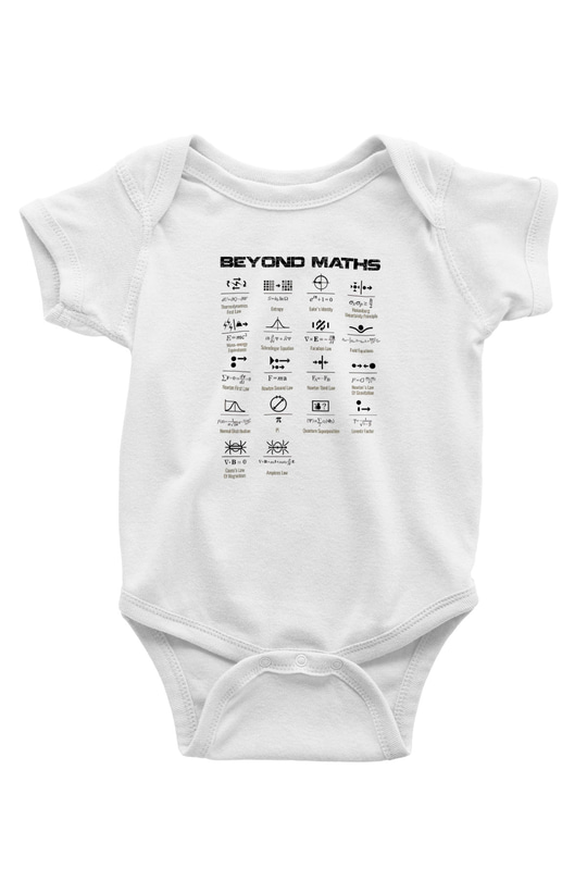 Matematiğin Ötesinde Baskılı Beyaz Bebek Body - Zıbın