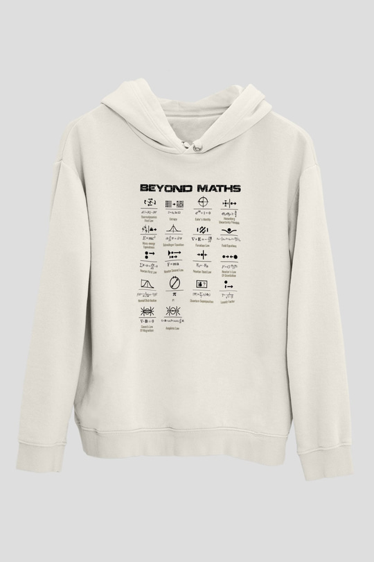 Matematiğin Ötesinde Baskılı Unisex Ekru Hoodie