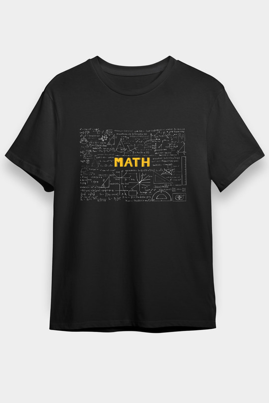 Matematik Kara Tahta Formüller Baskılı Unisex Siyah Tişört