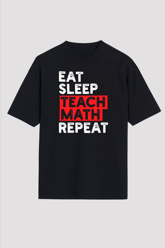 Matematik Öğretmeni Baskılı Unisex Oversize Tişört - Tshirt