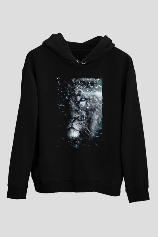 Mavi Gözlü AslanSiyah  Unisex Hoodie