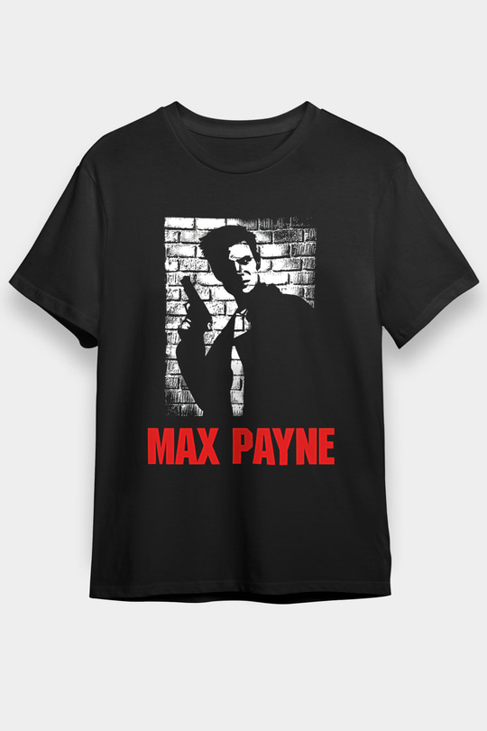 Max Payne Baskılı Unisex Siyah Tişört - Tshirt