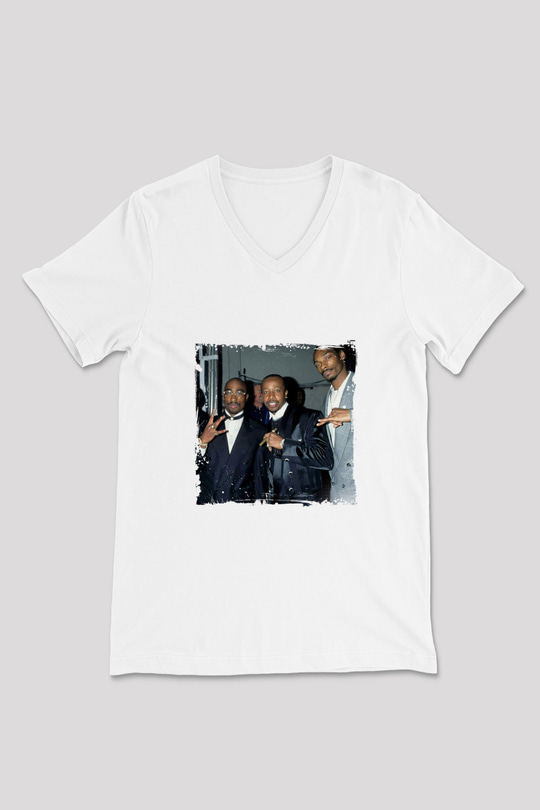MC Hammer Baskılı Beyaz V Yaka Unisex Tişört