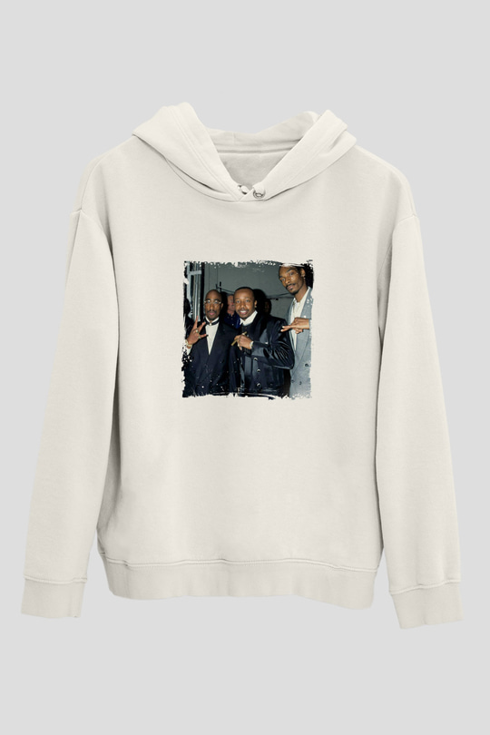 MC Hammer Baskılı Unisex Beyaz Kapüşonlu Sweatshirt