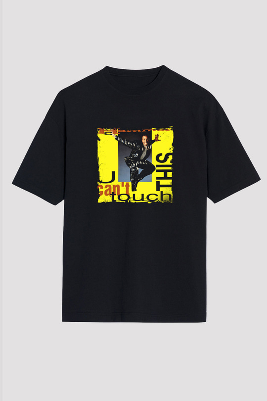 MC Hammer Baskılı Unisex Oversize Siyah Tişört