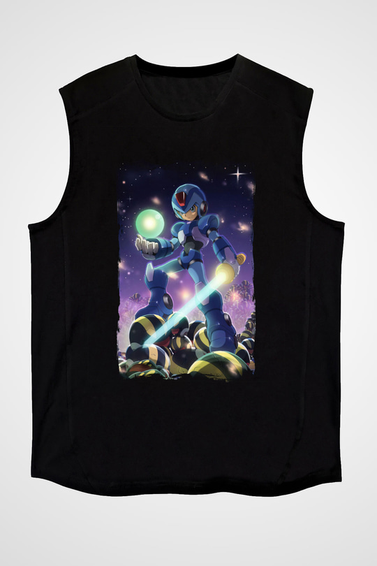 Mega Man Siyah Unisex Kolsuz Tişört