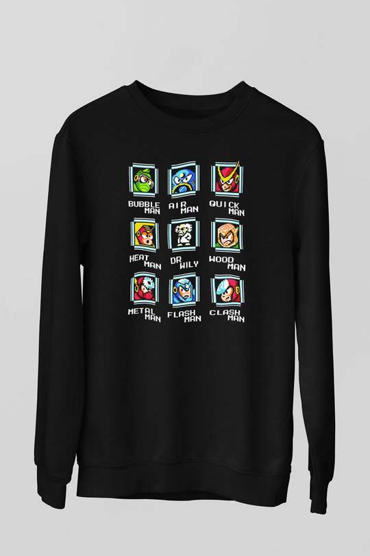 Mega Man Siyah Unisex  Sweatshirt