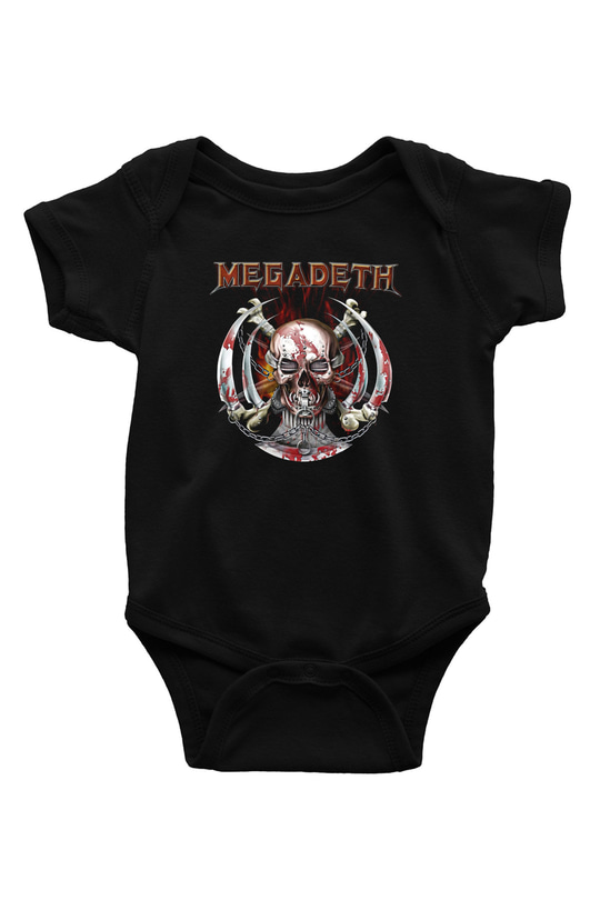 Megadeth Baskılı Unisex Siyah Bebek Body - Zıbın
