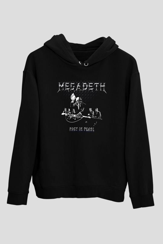 Megadeth Baskılı Unisex Siyah Kapüşonlu Sweatshirt