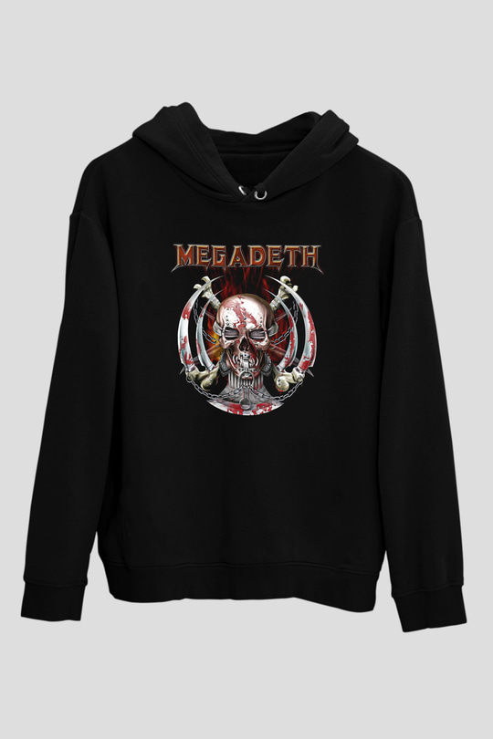 Megadeth Baskılı Unisex Siyah Kapüşonlu Sweatshirt