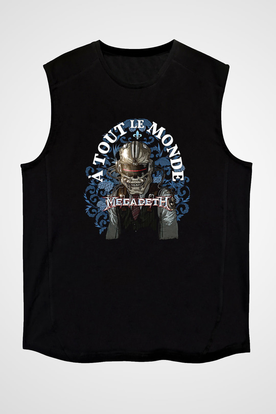 Megadeth Baskılı Unisex Siyah Kolsuz Tişört - Tshirt