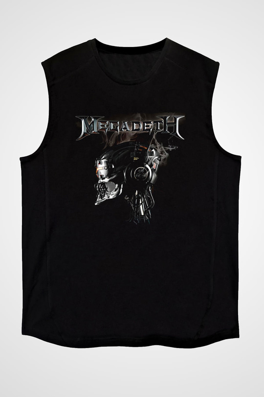 Megadeth Baskılı Unisex Siyah Kolsuz Tişört - Tshirt