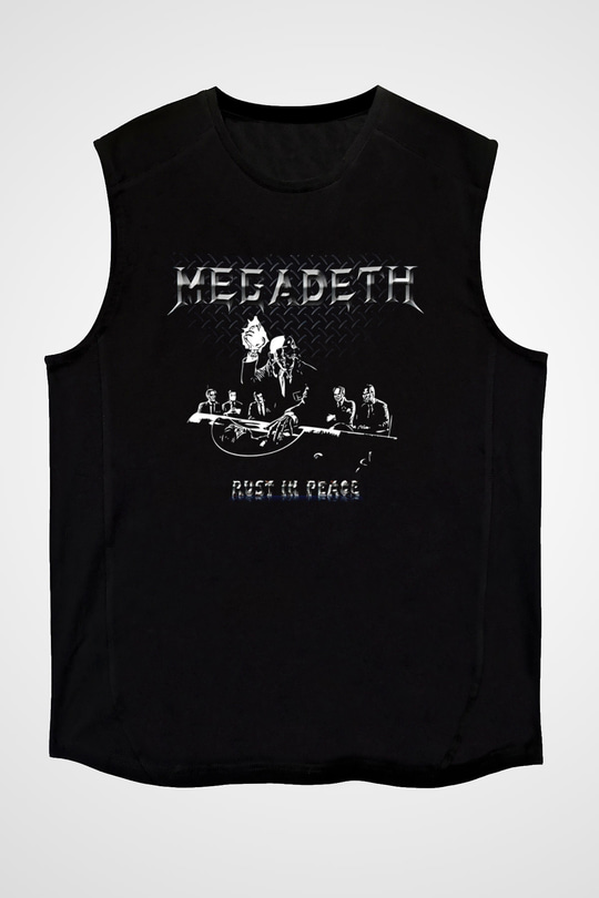 Megadeth Baskılı Unisex Siyah Kolsuz Tişört - Tshirt