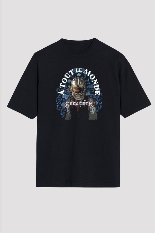 Megadeth Baskılı Unisex Siyah Oversize Tişört - Tshirt