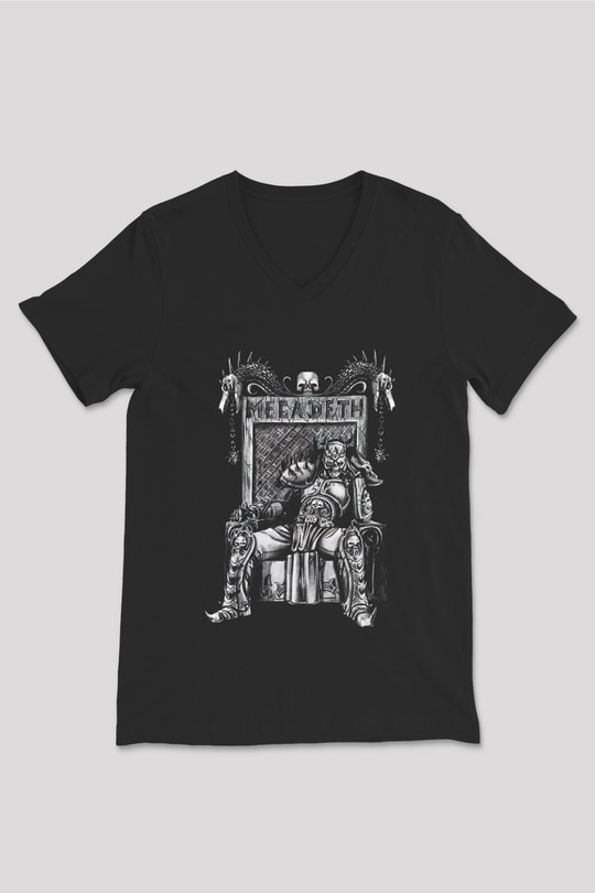 Megadeth Siyah Unisex V Yaka Tişört T-Shirt
