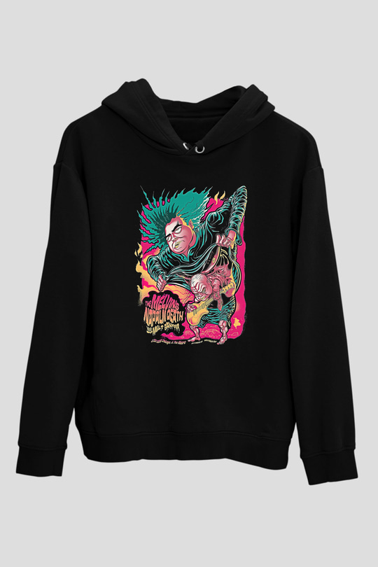 Melvins Baskılı Unisex Siyah Kapüşonlu Sweatshirt