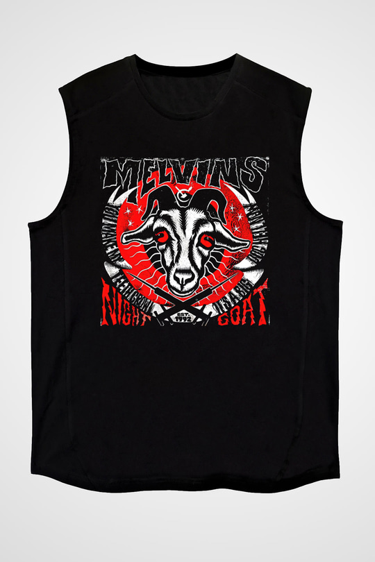 Melvins Baskılı Unisex Siyah Kolsuz Tişört - Tshirt