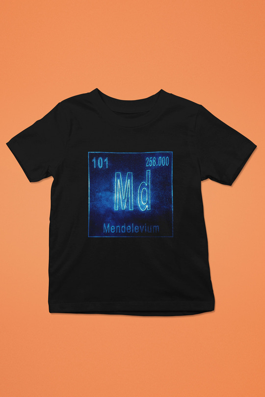 Mendelevyum Atom Numarası Baskılı Unisex Siyah Çocuk Tişört