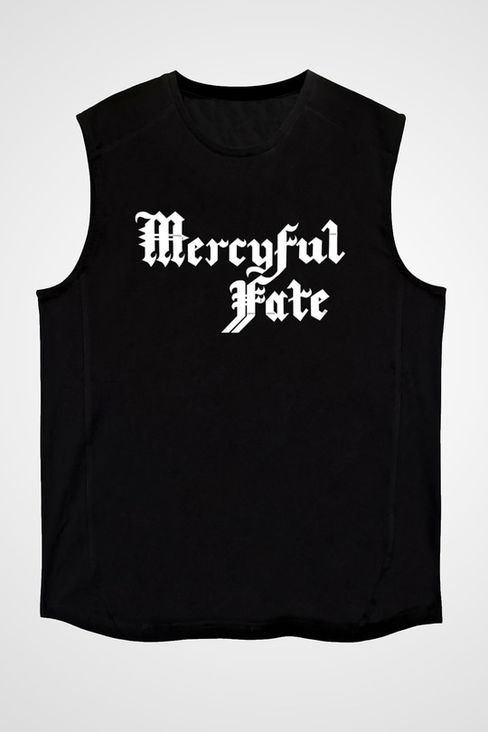 Mercyful Fate Baskılı Unisex Siyah Kolsuz Tişört - Tshirt